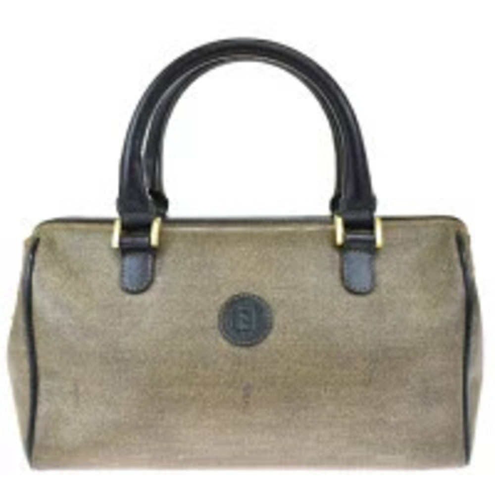 Fendi Handbag Khaki Green Black Leather